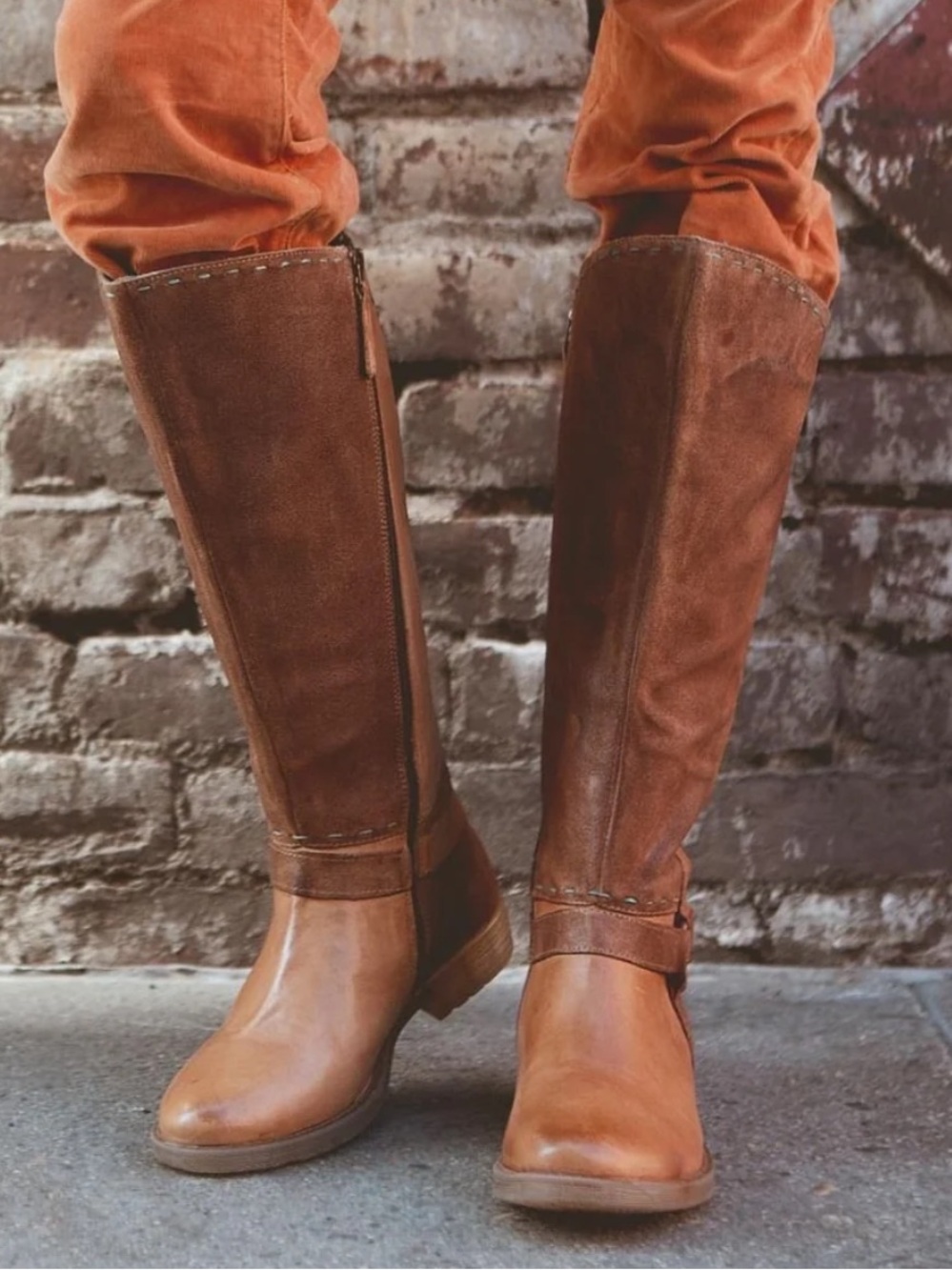 Roan by Bed Stu Karolus distressed two tone Tall Boots